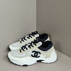 Authentic CHANEL Cream and Black Athletic Shoes